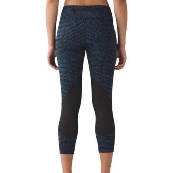 Lululemon Pace Rival Crop (19") Shatter Weave Desert Teal Alberta Lake / Black - Picture 1 of 15